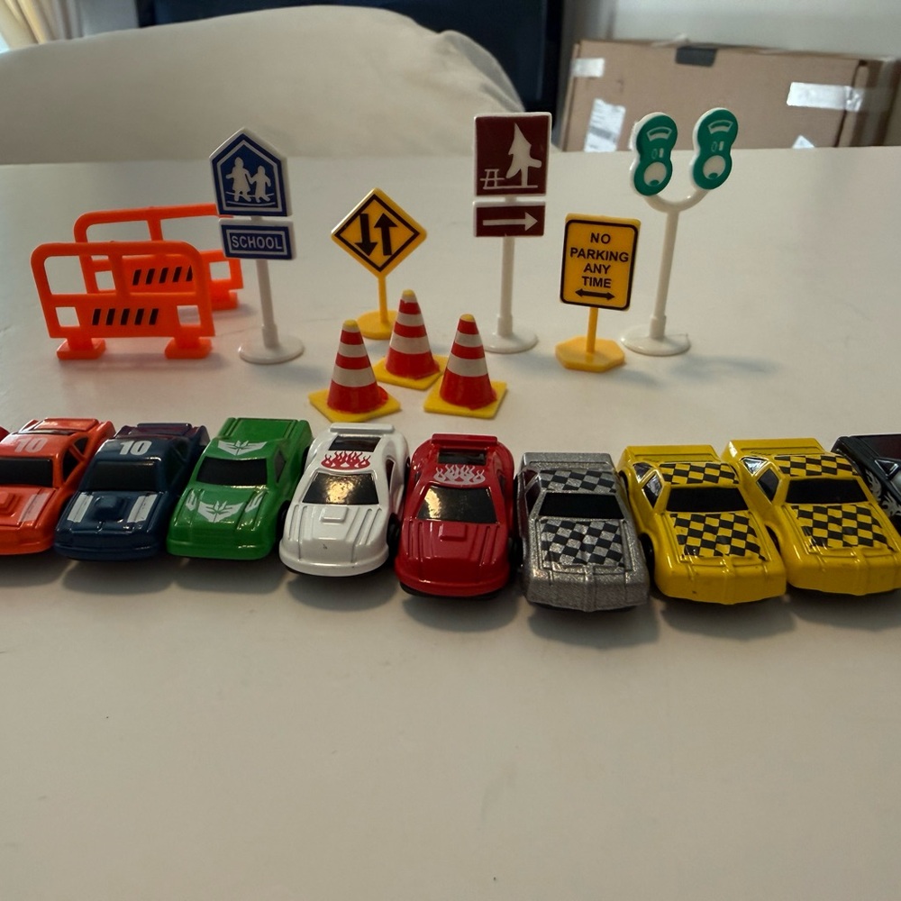 Kids Toy Car and Road Sign Playset - Multi-Color